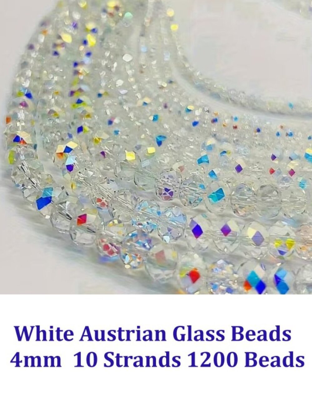 White Austrian Glass Beads   4mm  10 Strands 1200 Beads
